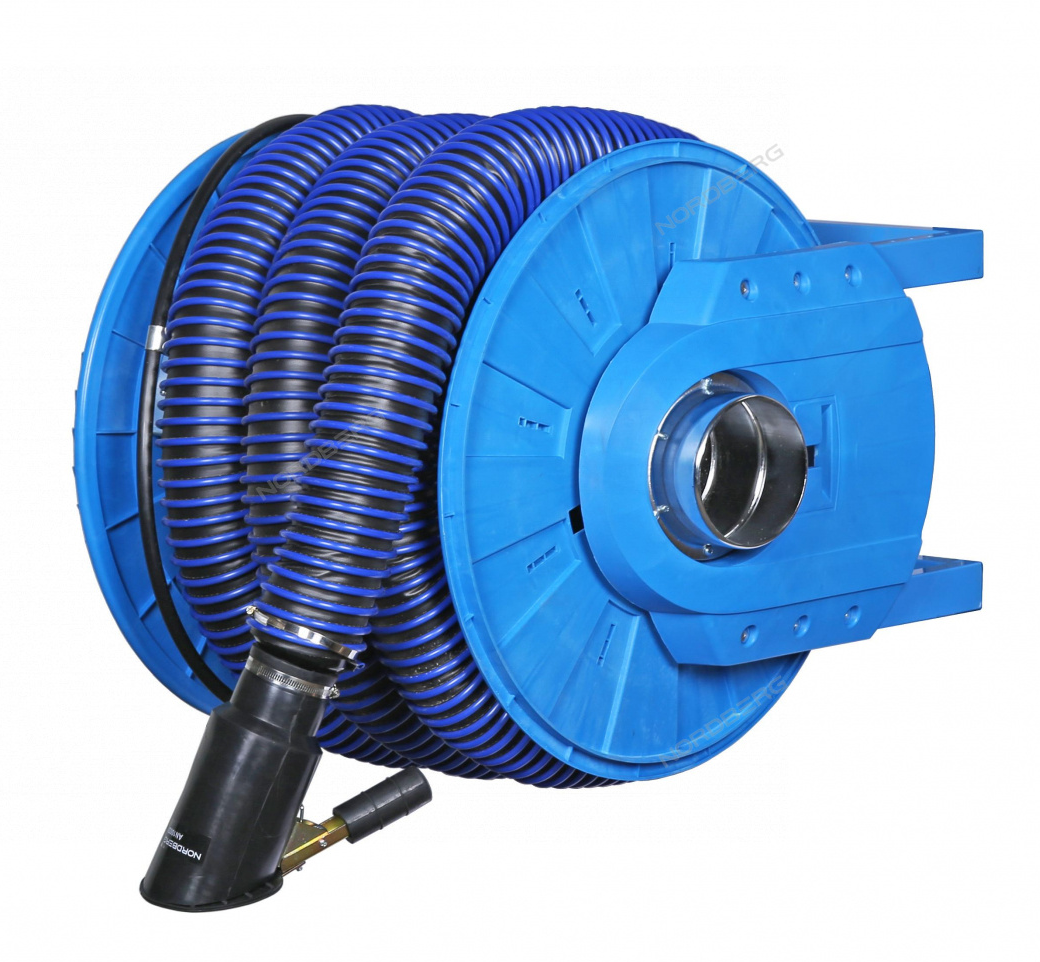 Катушка для вытяжки отработанных газов со шлангом D100 мм х 8 м, электропривод Катушка для вытяжки отработанных газов со шлангом D100 мм х 8 м, электропривод