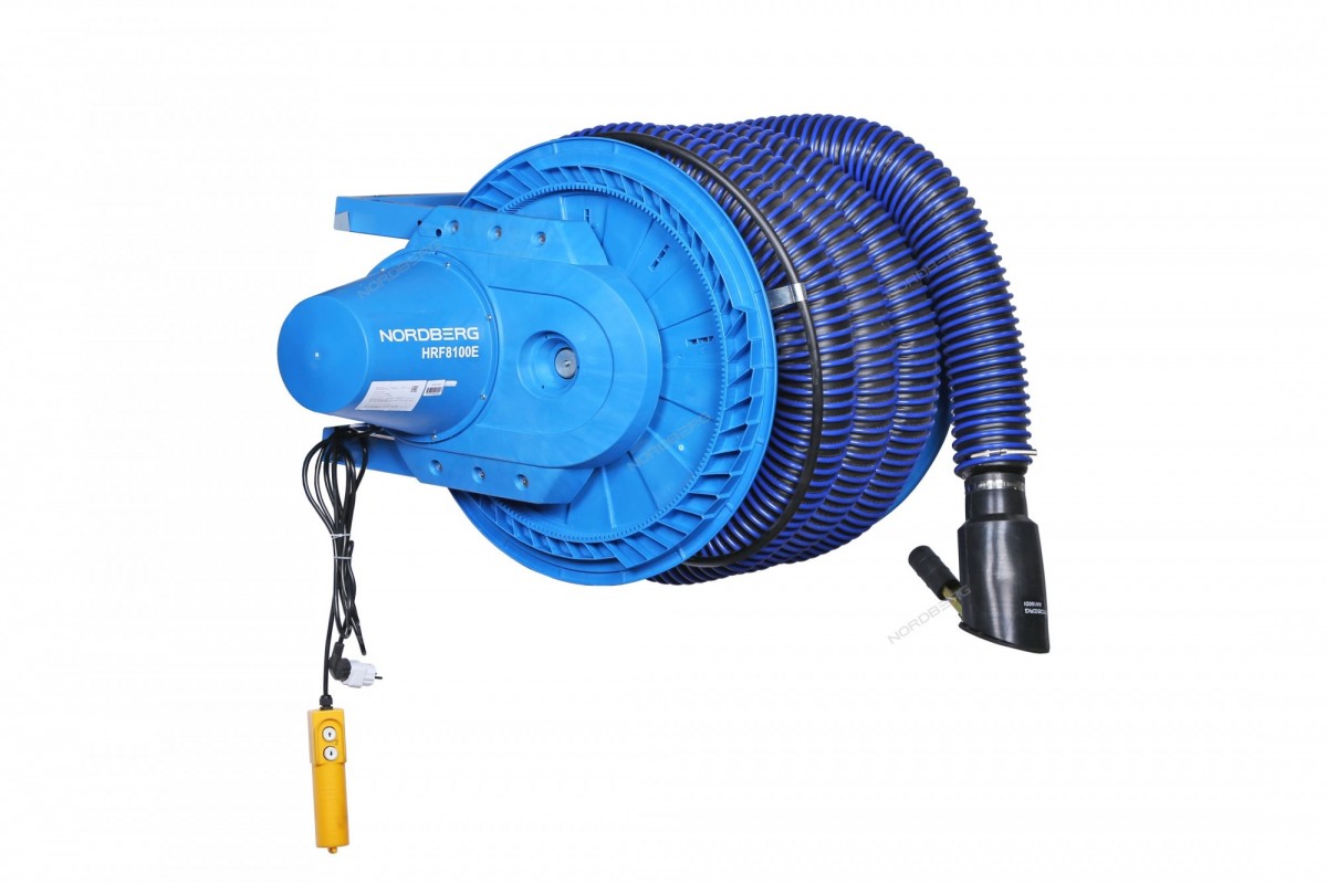 Катушка для вытяжки отработанных газов со шлангом D100 мм х 8 м, электропривод Катушка для вытяжки отработанных газов со шлангом D100 мм х 8 м, электропривод